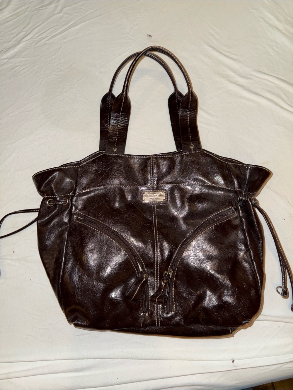 Dark Brown Leather Tote Bag - Nine West